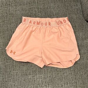 peach under armour gym shorts